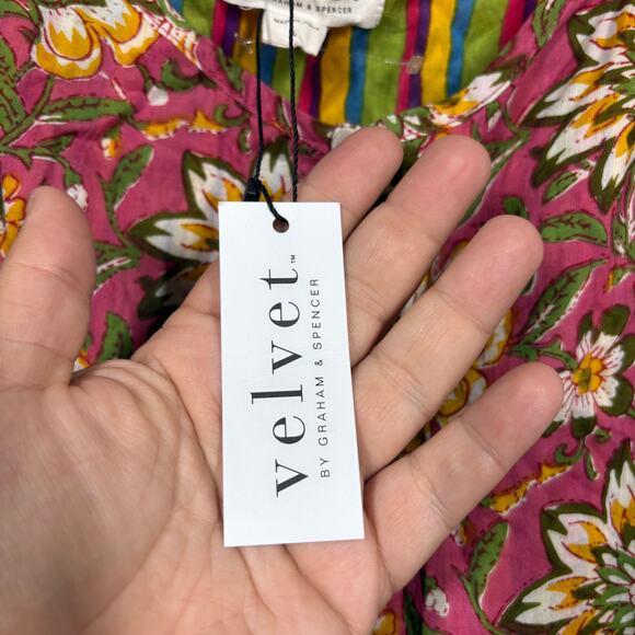 Velvet by Graham Spencer Large Tracy Cami Dress Floral Cotton V Neck Sleeveless - Picture 8 of 9